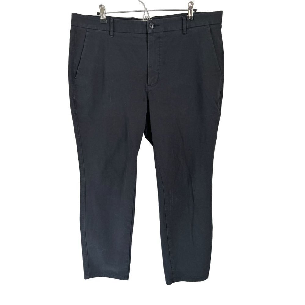 EVERLANE Men's Size 40/30 Slim Fit Black Trousers Pants Cotton Strait Leg
